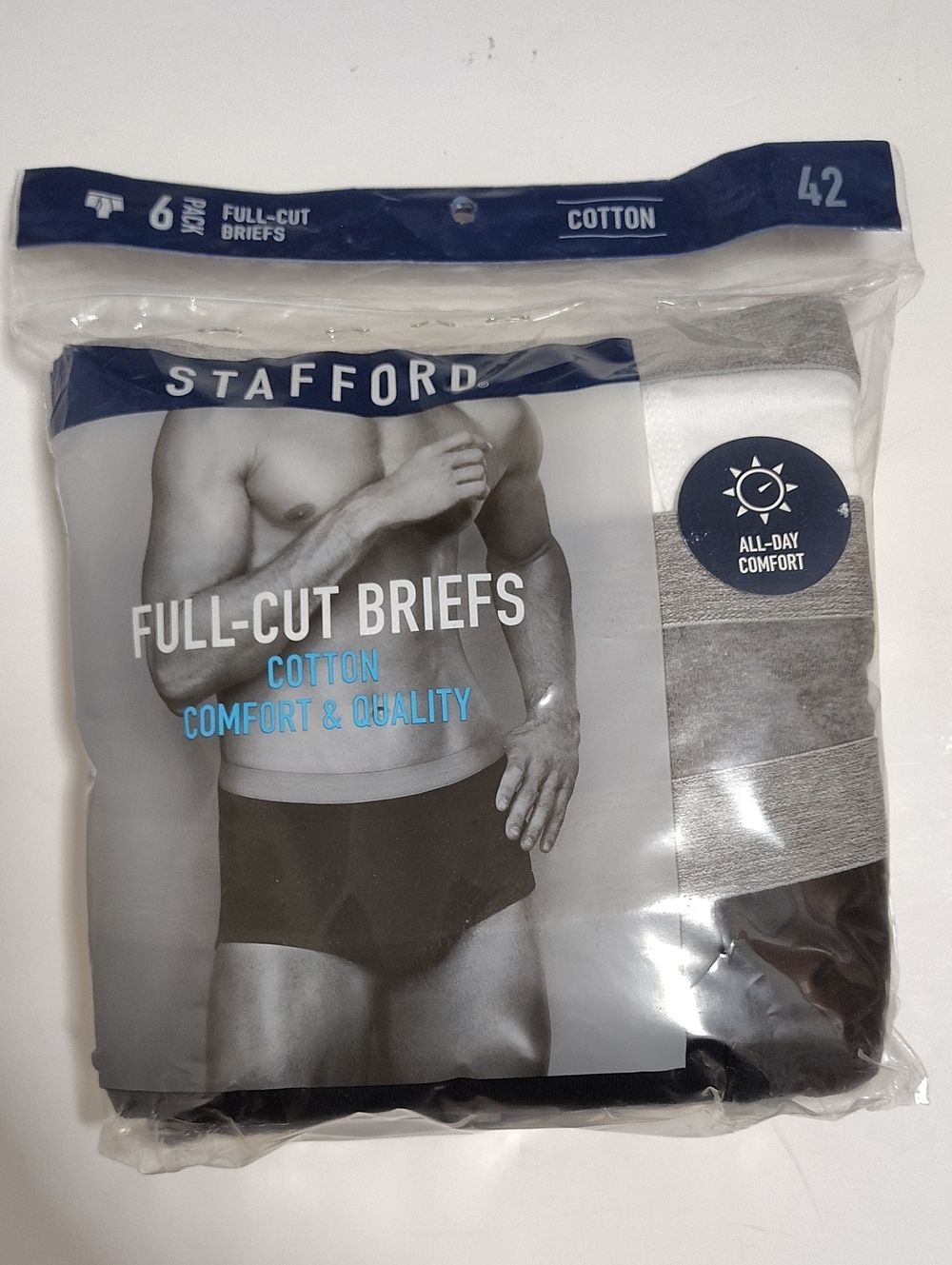 Stafford Men's Full-Cut Cotton Briefs - 6 Pack - Size 42